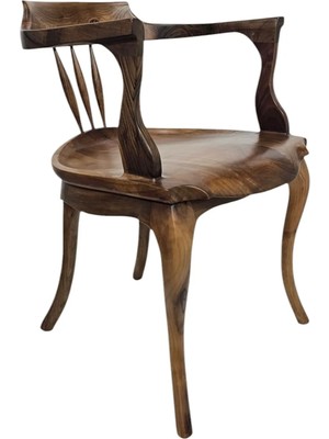 Hasağaç Gelso Modern Ceviz Rengi Doğal Ahşap Kavisli Ayaklı Ergonomik Sandalye