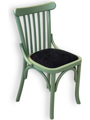Hasağaç Baia Modern Pastel Yeşil Ahşap Bentwood Kavisli Ayaklı Kumaş Oturma Sandalyesi