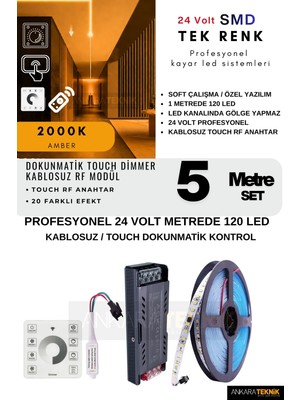 Ankara Teknik Tavan Akışkan Kayar LED Sistemi Touch Rf Kontrol Kayar LED Sistemi | 24 Volt Smd 120LED/MT.