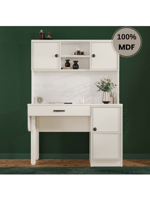 Comiet Zambak Mdf Kitaplıklı Dolaplı  Çalışma Masası