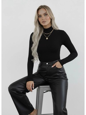 Hashtag Kadın Balıkçı Yaka Uzun Kollu Body – Basic Düz Model