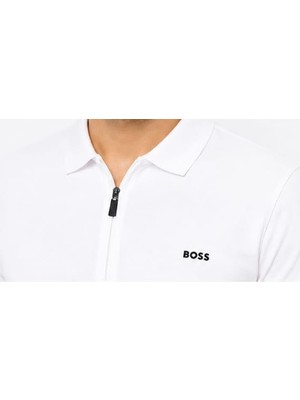 Boss Fermuar Yaka Beyaz  Regular Fit
