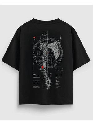 Oversize Siyah Tişört Tasarım | Streetwear Unisex %100 Pamuk