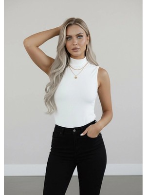 Hashtag Kadın Sıfır Kol Kolsuz Body Viskon Boğazlı Body
