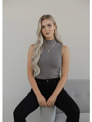 Hashtag Kadın Sıfır Kol Kolsuz Body Viskon Boğazlı Body