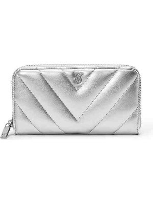 Victoria's Secret Large Wallet With Zip Silver Cüzdan