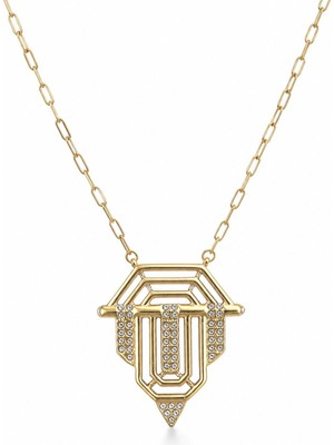 Clariss 316L Çelik Zincir Gold Renk Zirkon Taşlı Serenay Kolyesi