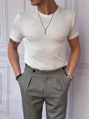 Modefendicom Slim Fit Pamuk Triko Kumaş Tshırt