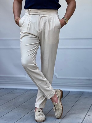 Modefendicom Özel Üretim %100 Gofre Kumaş Modern Fit Kumaş Pantolon