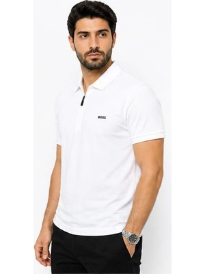 Boss Fermuar Yaka Beyaz  Regular Fit