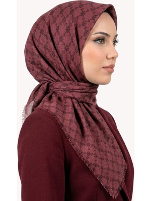Hadiora Kadın Lila Soyut Desenli Flamlı Eşarp