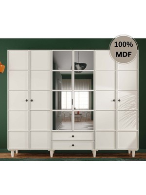 Comiet Zambak 6 Kapak Mdf Ayaklı Tasarım Gardırop