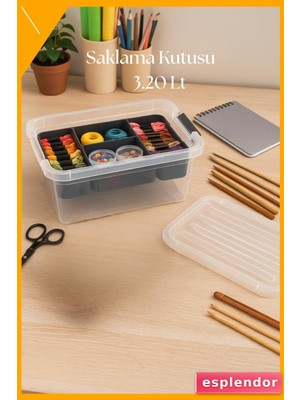 Esplendor 3,2 Litre Şeffaf Plastik Saklama Kutusu 2'li Set 17X25X12CM