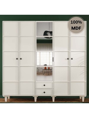 Comiet Zambak 5 Kapak Mdf Ayaklı Tasarım Gardırop