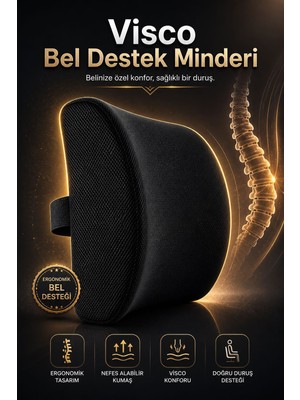 EpiRelax Ortopedik Visco Bel Destek Minderi – Araba & Ofis Sırt Yastığı, Bel Ağrısı İçin Duruş Düzeltici