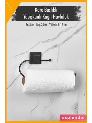 Esplendor Yapışkanlı Duvar Kağıt Havluluk Kare Başlıklı Siyah 28CM Üçgen Form