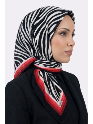 Hadiora Siyah Kırmızı Zebra Desenli Mio Caz Eşarp