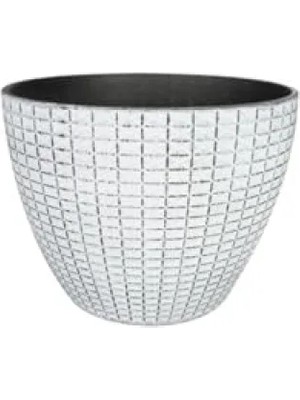 Die Grup Beyaz Desenli 22 cm Plastik Saksı