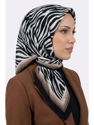Hadiora Siyah Kahve Zebra Desenli Mio Caz Eşarp