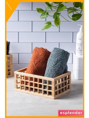 Esplendor Dolap Içi Bambu Organizer Sepet 18X26 cm Büyük Boy Düzenleyici