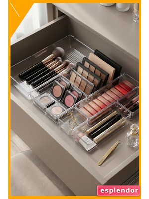 Esplendor Çekmece Içi Modüler Makyaj Takı Organizeri 6 Parça Akrilik Şeffaf 30X38CM