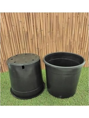 Die Grup Kare Saksı 15 Adet, 8 Lt, 19X27 Cm, Siyah Plastik Üretim Saksı