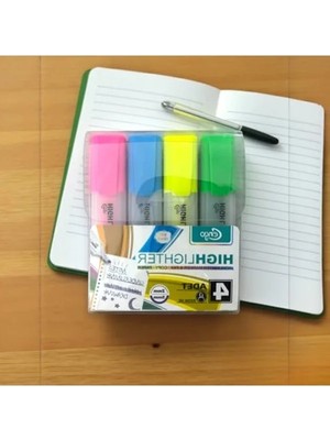 Die Grup 4'lü Neon Renk Fosforlu Highlighter Kalem Seti
