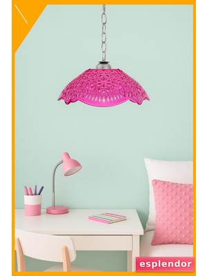 Esplendor Akrilik Modern Avize Pembe 35X35 cm Dekoratif Tavan Aydınlatması