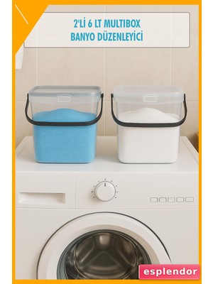 Esplendor 2'li Şeffaf Deterjanlık Saklama Kutusu 6 Lt Banyo Düzenleyici