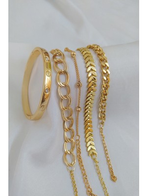 Nkie Jewels Altın Kaplama Kadın Lüks Trend Kartier Kombin Bileklik - 2397