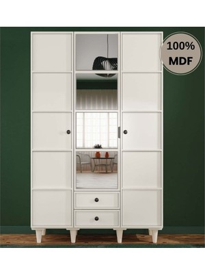 Comiet Zambak 3 Kapak Mdf Ayaklı Tasarım Gardırop
