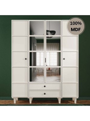 Comiet Zambak 4 Kapak Mdf Ayaklı Tasarım Gardırop