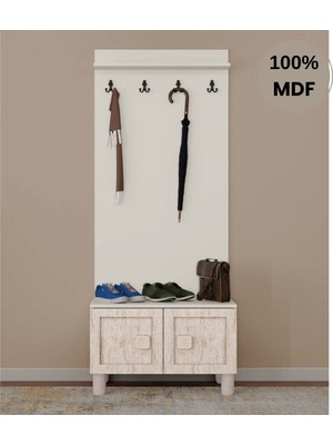Comiet Nilüfer Mdf Mdf Ayaklı Tasarım Askılıklı Portmanto Ayakkabılık