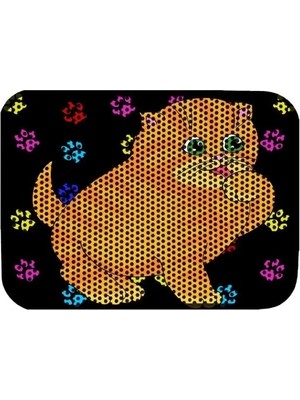 Die Grup Desenli Elekli Kedi Tuvalet Önü Paspası - 60 x 45 cm
