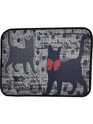 Die Grup Elekli Desenli Kedi Tuvalet Önü Paspası 60 x 45 cm