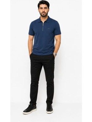 Boss Fermuar Yaka Lacivert Regular Fit  Tshırt