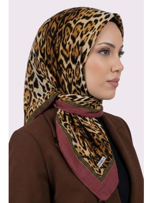Hadiora Gül Kurusu Leopar Desenli Mio Caz Eşarp