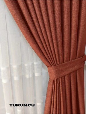 Mebelport Curtain Keten Fon Perde 1/3 Sık Pileli Dikim Korniş Için Tek Kanat(30 Renk)