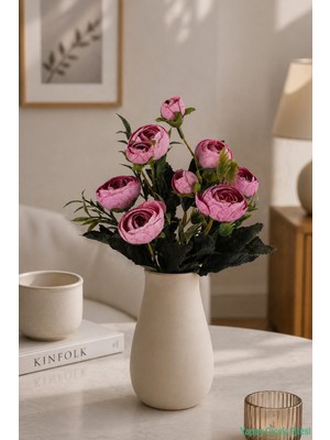 Yapay Çiçek Sitesi Yapay Şakayık Gül Demeti 31CM Pembe