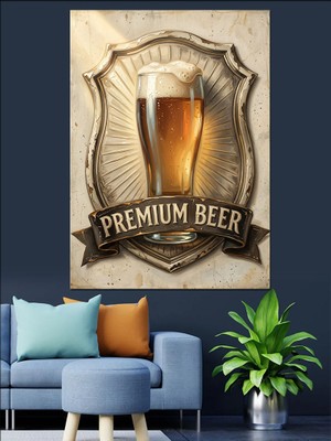 Karizma Tablo Premium Beer Klasik Bira Logosu Dekoratif Kanvas - Mdf Ahşap Tablo