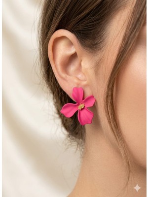 Tılsım Accesories Çiçek Küpe Fuşya