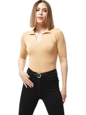 Luord - Store Gömlek Yaka Yazlık Triko Bluz