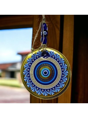 Luord-Store Altın Varak Nazar Boncuklu Duvar Süsü Cam Duvar Dekoru