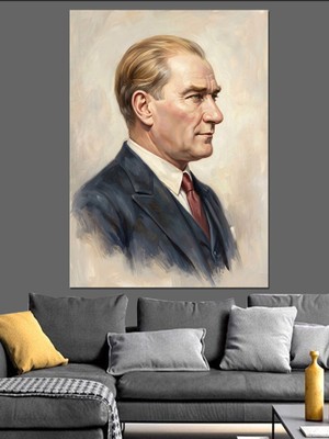 Karizma Tablo Karizmatik Atatürk Profil Portre Sanatı Dekoratif Kanvas - Mdf Ahşap Tablo