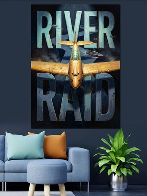 Tablomega River Raid Temalı Klasik Uçak Dekoratif Kanvas - Mdf Ahşap Tablo
