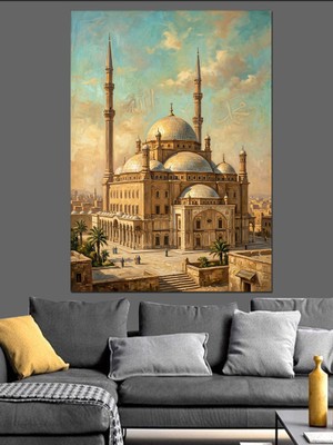 Karizma Tablo Çöl Ortasında Görkemli Cami Dekoratif Kanvas - Mdf Ahşap Tablo