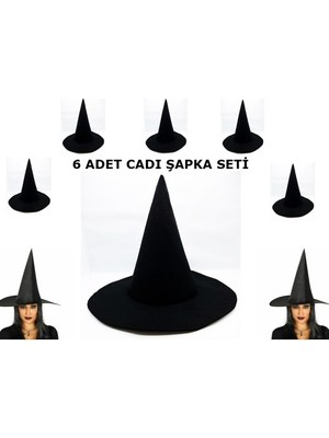 Luord-Store Siyah Cadı Şapkası Keçe Yetişkin Boy 6 Adet
