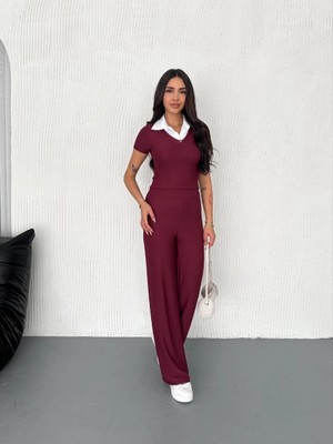 Luord - Store Ottoman Kumaş Beyaz Gömlek Yaka Takım S4142