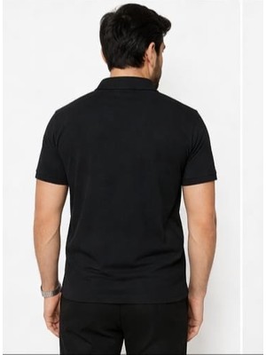 Boss Fermuar Yaka Regular Fit Siyah Erkek Tshırt