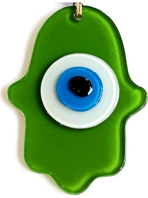 Luord-Store Nazar Boncuklu Çimen Yeşili Renginde Fatma Ana Bereket Eli Cam Duvar Süsü